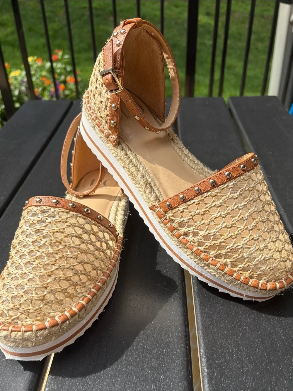 J Lo - Beige Woven Espadrille Size 7.5